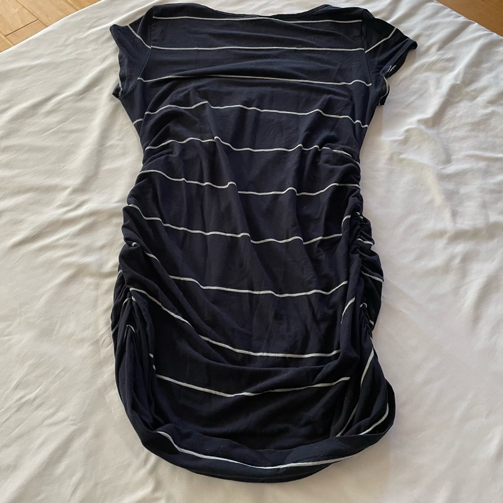 Black & White Striped Maternity Short-Sleeved Top - Picture 2 of 4